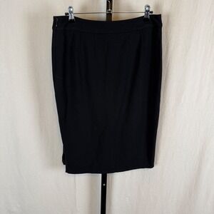 ST JOHN‎ Black Pencil Skirt Knee Length Stretch, Side Zip and Zip Slits Size 8
